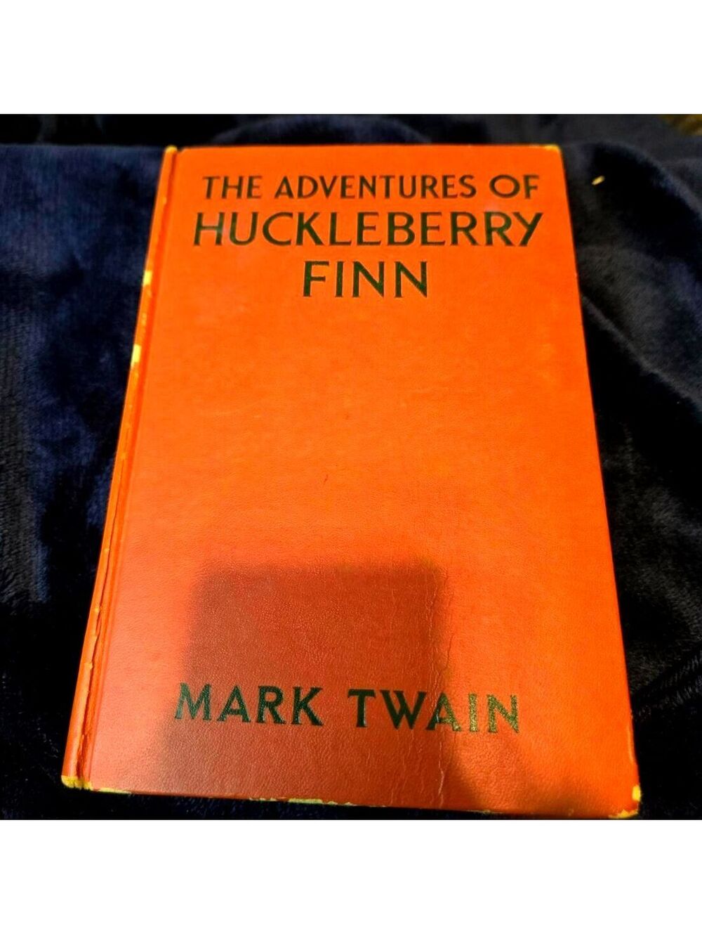 Vintage 1918 The Adventures of Huckleberry Finn Mark Twain Orange Cloth Antique